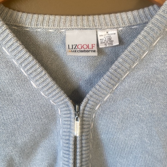 Cropped length blue zip up cardigan - Picture 2 of 9